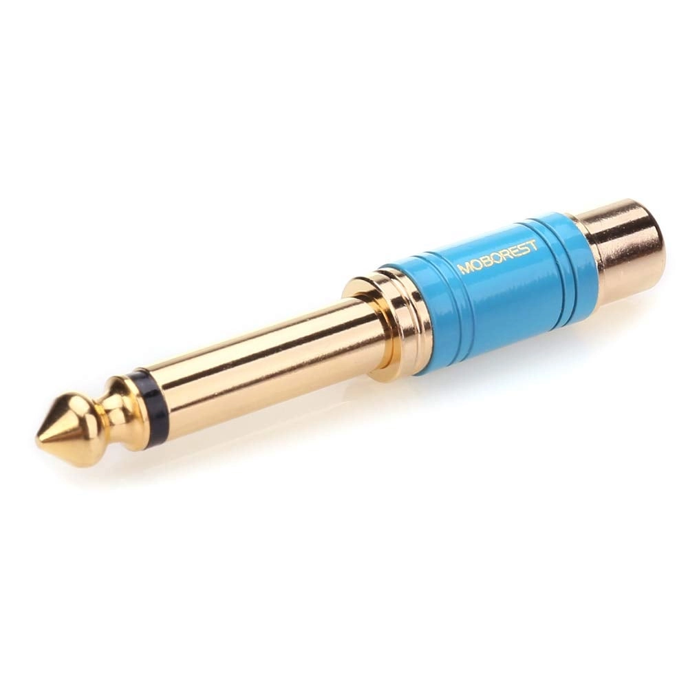 1/4" Male to RCA Female Audio Adaptor - Pure Copper 6.35mm Mono Plug TS
