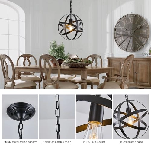 Ceiling Pendant Light - 1-Light Semi Flush Mount Adjustable Height