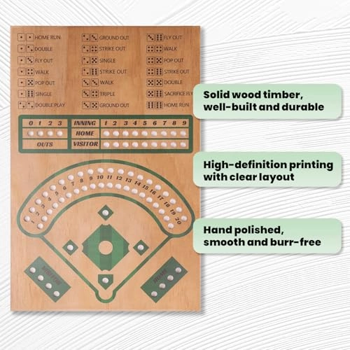 Baseball Board Game - Solid Wood 12 Colourful Beads Portable
