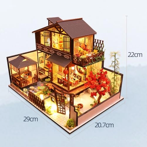DIY Miniature Dollhouse Kit - Wooden 29 x 20.7 x 22 cm LED