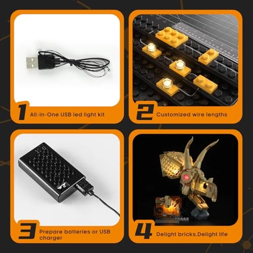Dinosaur-Fossils Triceratops-Skull - LED Lighting Kit Compatible with Lego 76969