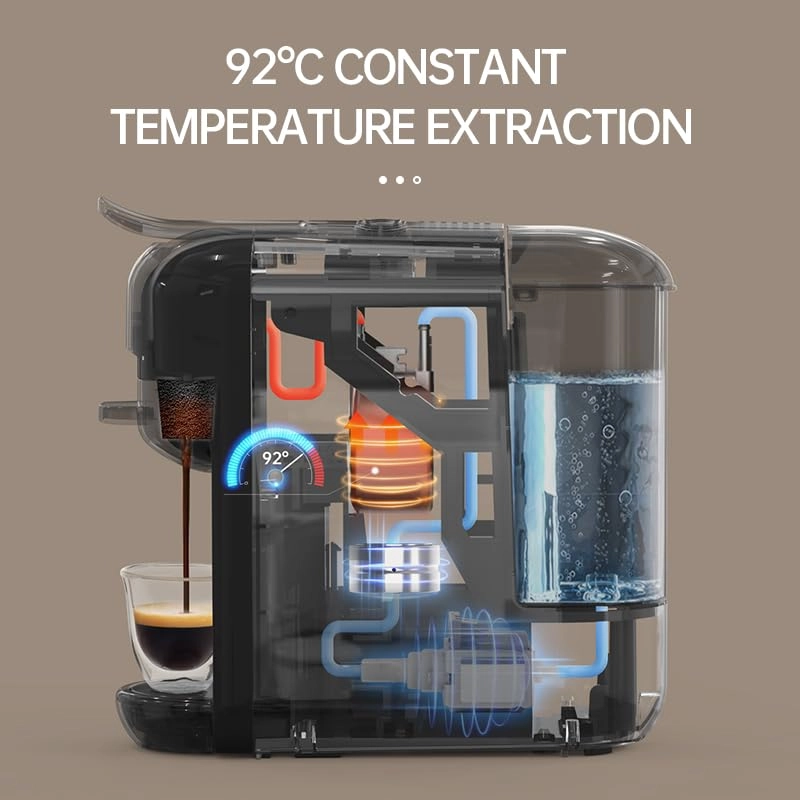 5-in-1 Automatic Capsule Coffee Machine - Hot & Cold, 7-Level LED, Multi-Capsule Compatible