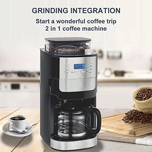 Drip Filter Coffee Machine - 1.8L 200g Integrated Grinder