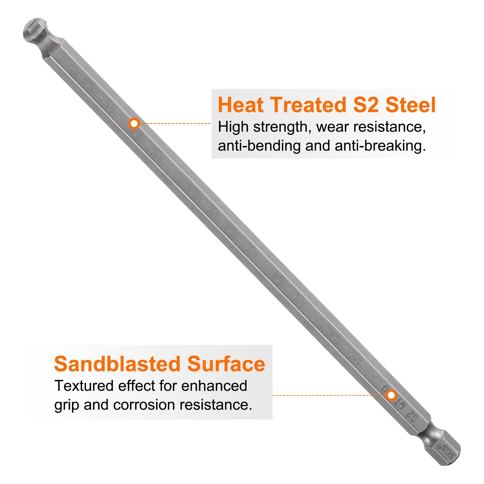 Ball End Hex Screwdriver Bit - 4pcs 150mm