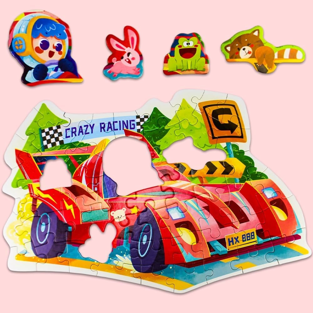 Crazy Racing Floor Puzzle - Suitable for 3 years & above 55 pieces