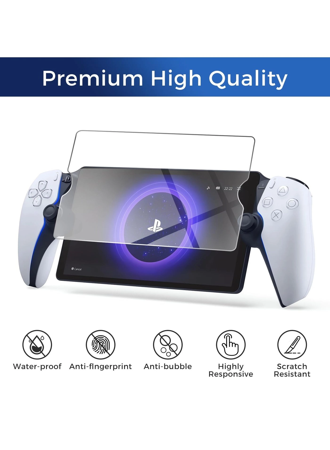 Tempered Glass Screen Protector - Ultra HD Anti-Fingerprint Compatible with PS5 Portal Pack