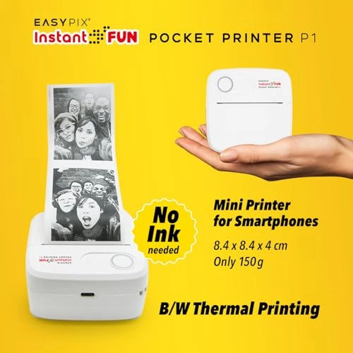 InstantFUN Pocket Printer P1 - Black and White Thermal Printing Portable