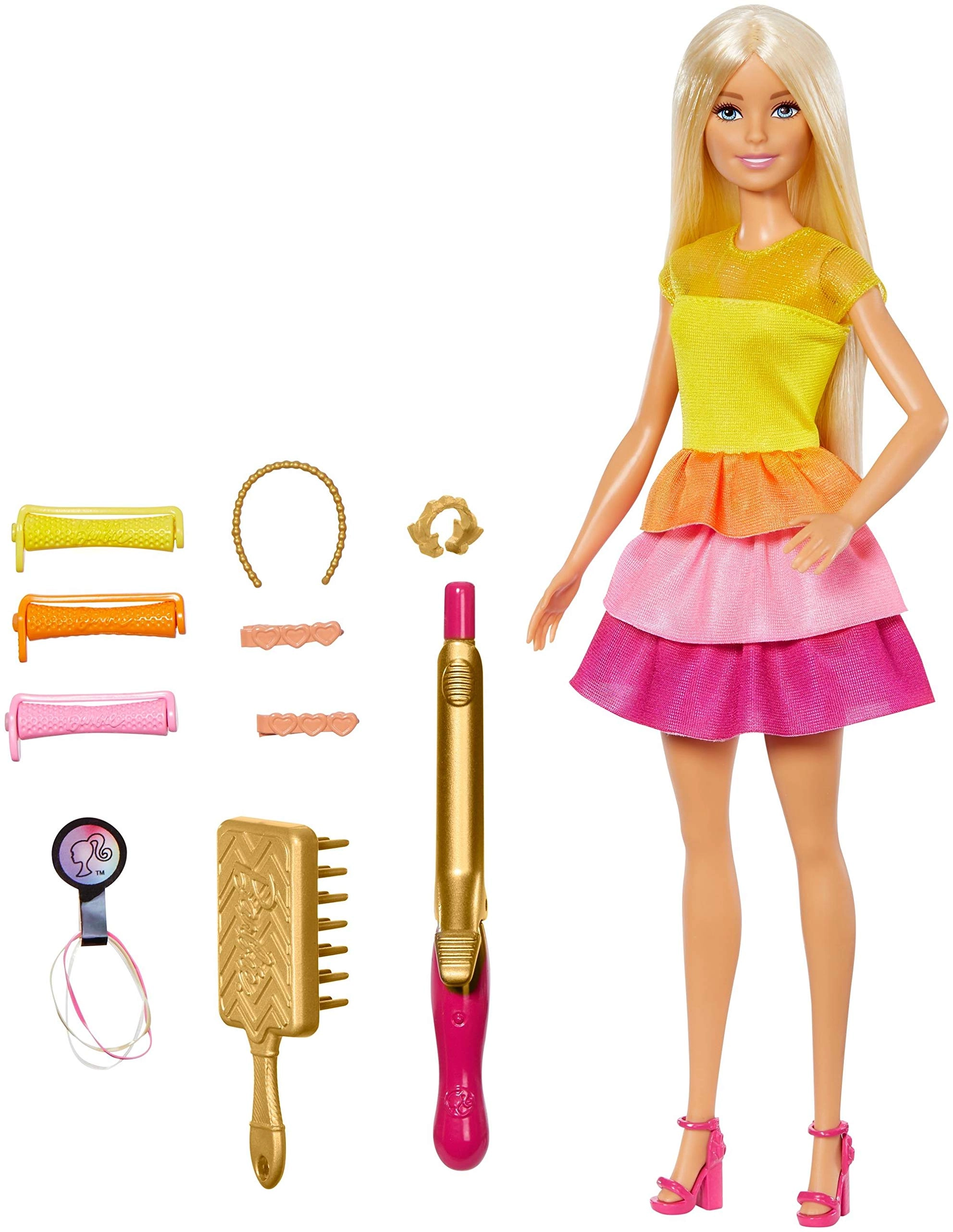Barbie Ultimate Curls - Blonde Hairstyling Playset No-Heat Curling Tools