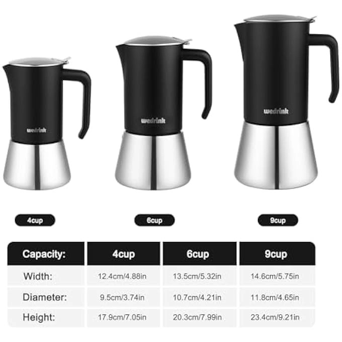 Moka Pot - 6 Cups Stainless Steel Induction