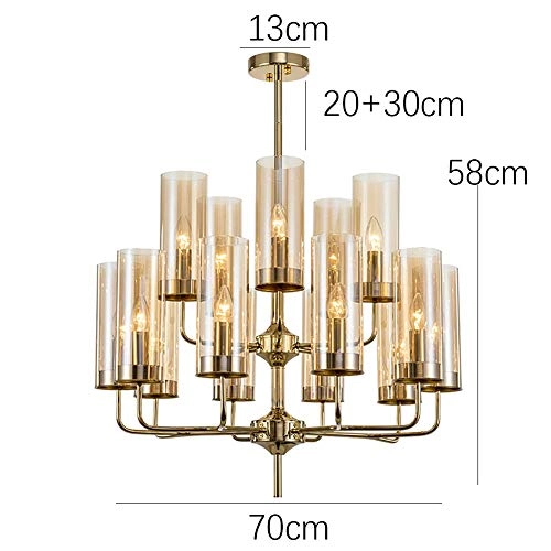 E14 Nordic Post-modern Creative Glass Chandelier - 8 head Soot cover