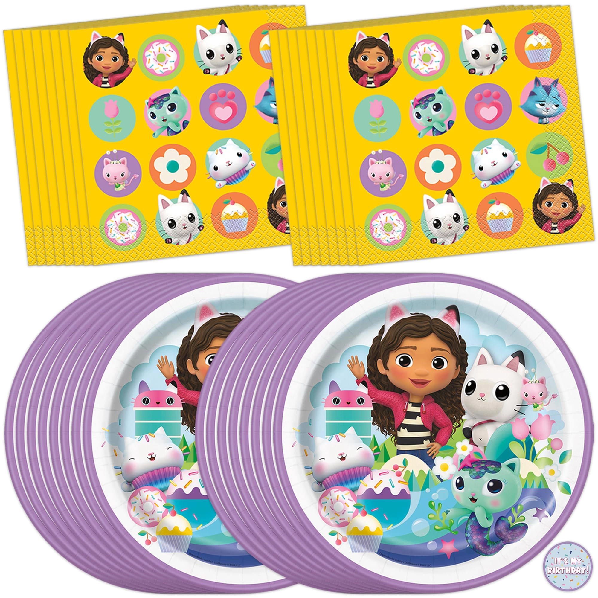 Unique Gabby Dollhouse Plates and Napkins - 33.0 Count Birthday