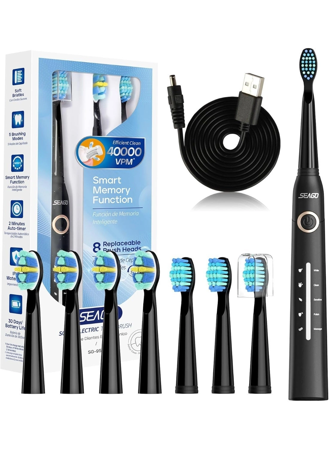 SG-2753 - Pressure Sensor 8 Brush Heads USB Charging