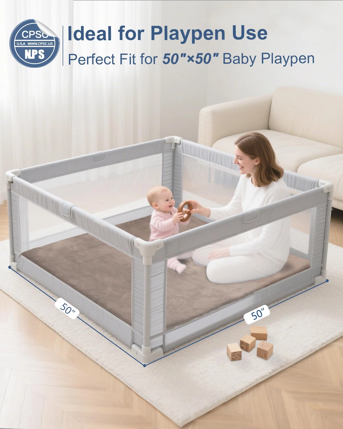 Baby Play Mat - 50x50 Green