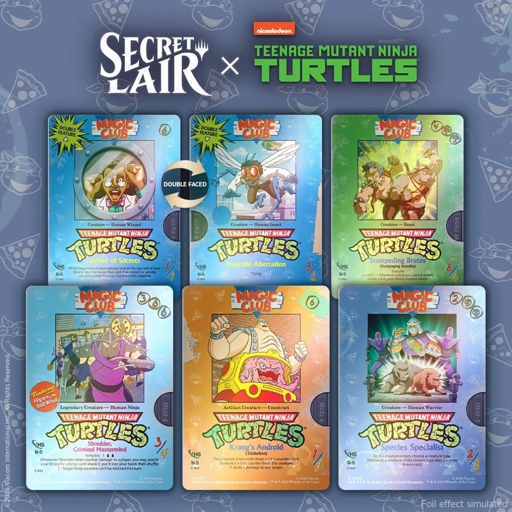 Wizards of the Coast Secret Lair x Teenage Mutant Ninja Turtles: VHS Villains Foil Edition - 5 pcs