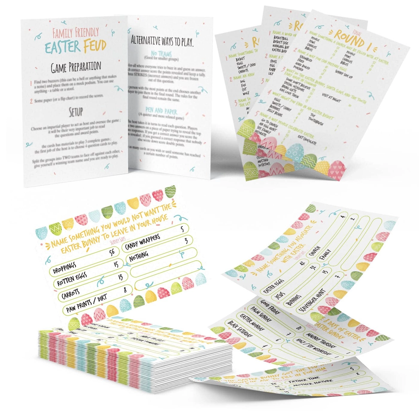 shupai Easter Quiz Trivia - Question ans Answer Cards Family Game Night