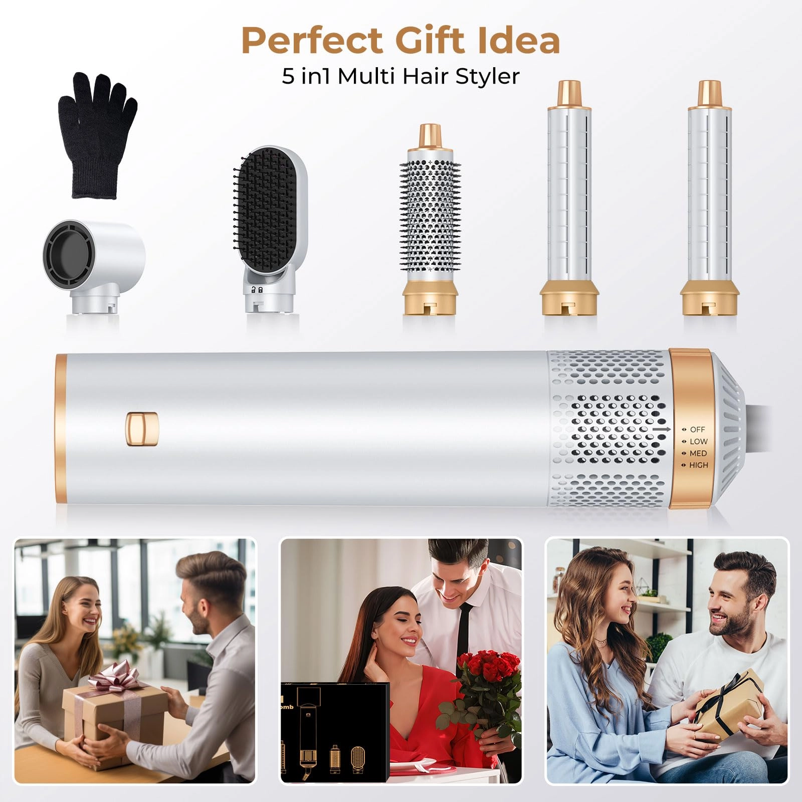 5 in 1 Blow Dryer Brush - Green Gold 800 watts