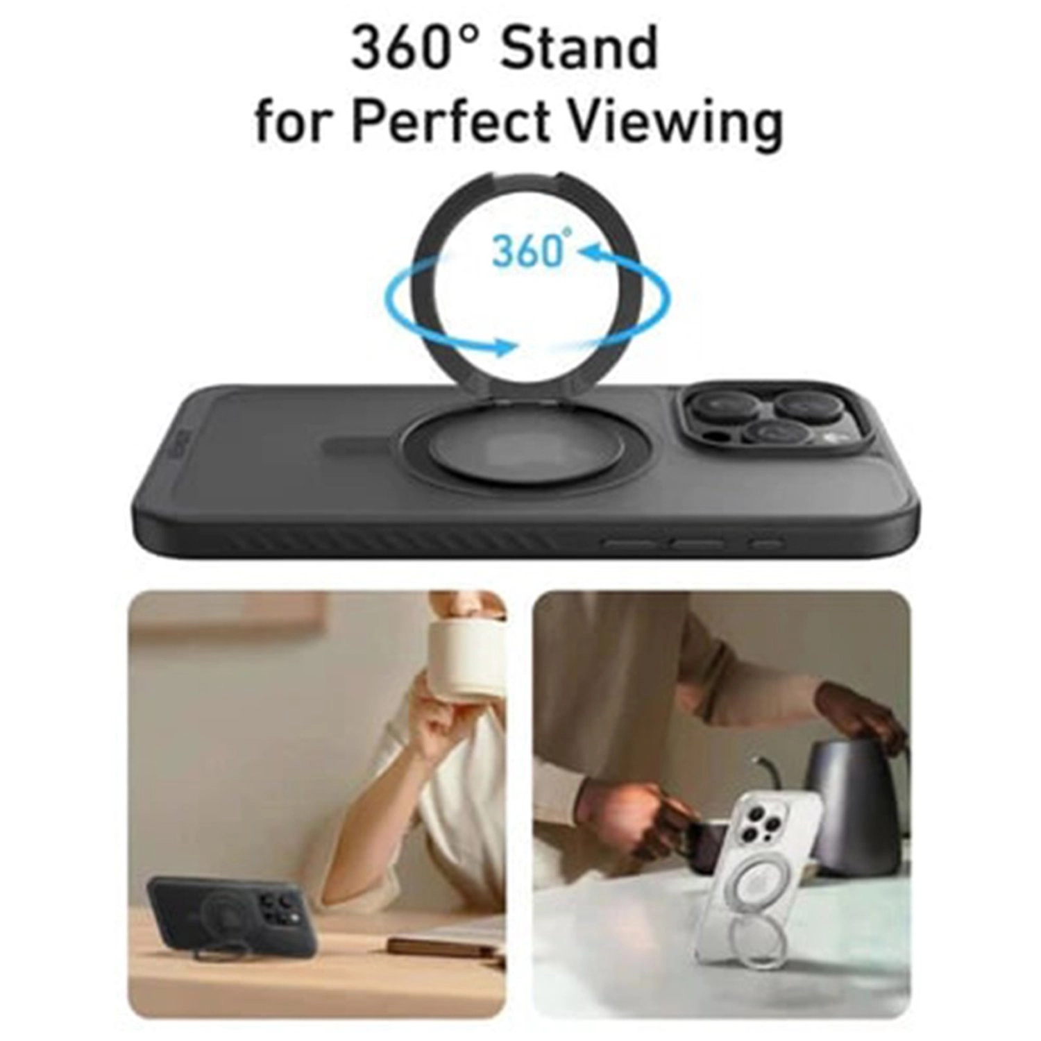 360 Ring Stand Magnetic Case with MagSafe for iPhone 16 Pro