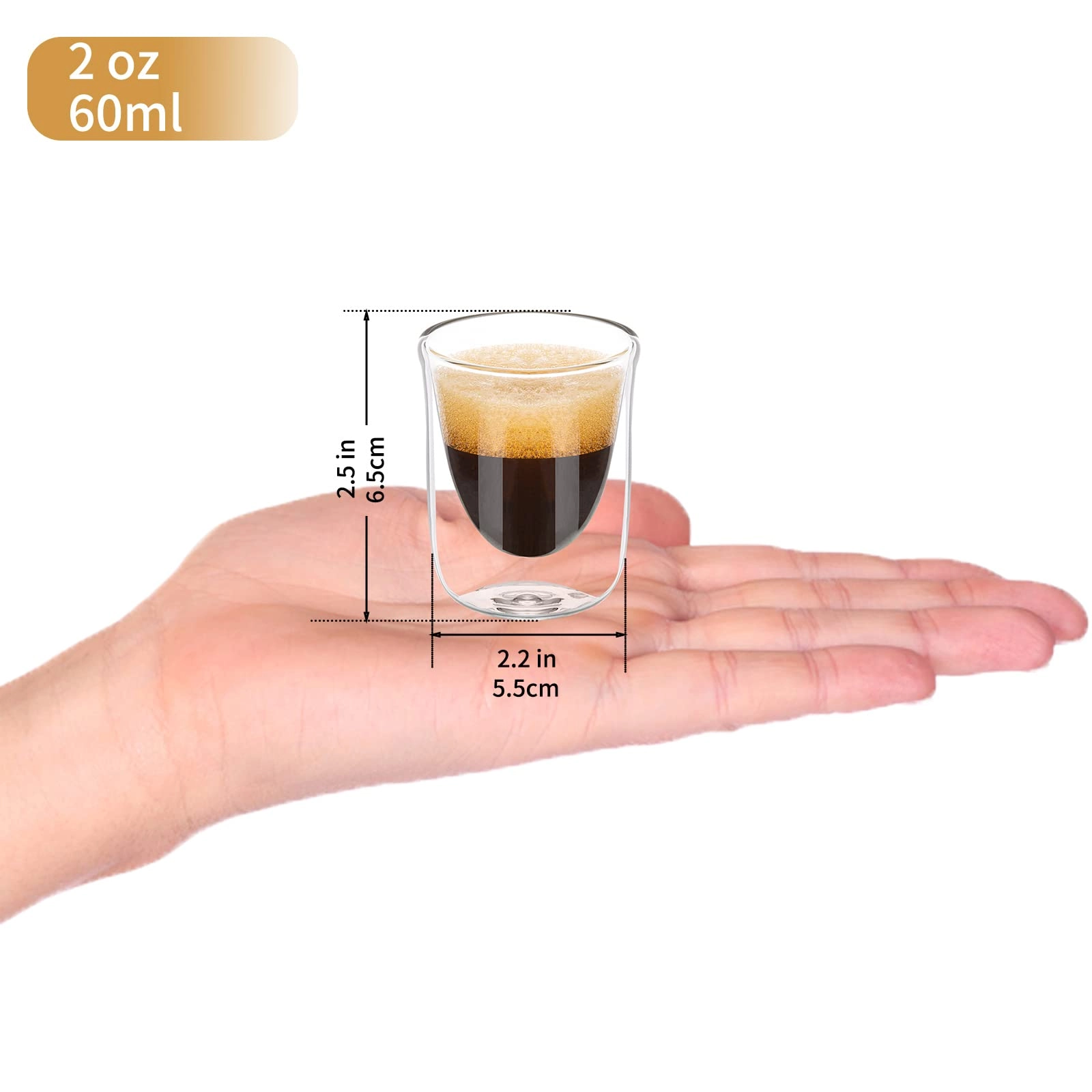 Espresso Cup - 2 pcs Double Walled 80 ml