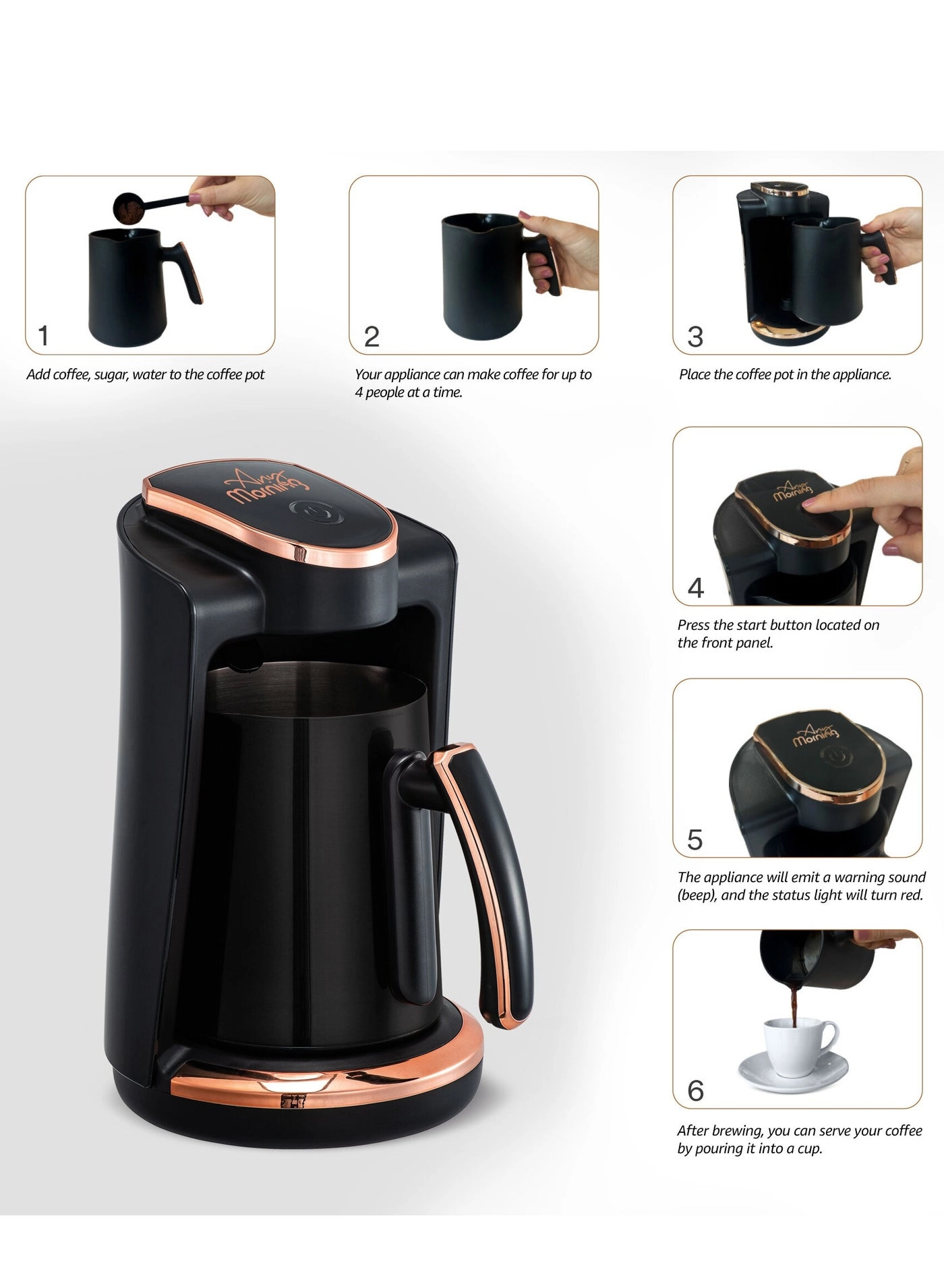 Turkish Coffee Maker With Pot - 4 CUPS 250 ml