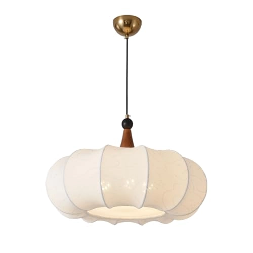 Drum Shape Bronze Retro Chandelier - 5 Light White Fabric Shade Adjustable Height
