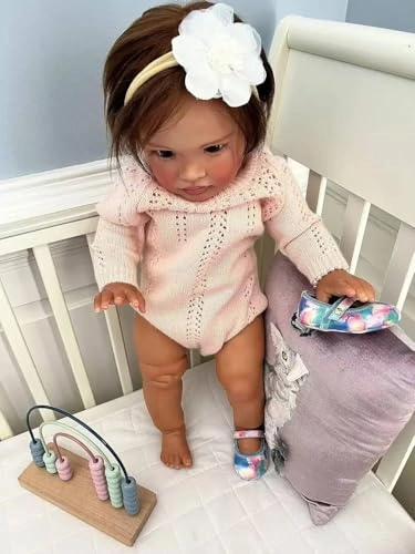 Pippa Reborn Baby Doll - 26 inch Cotton Vinyl Hand-rooted Curly Hair Ages 3+