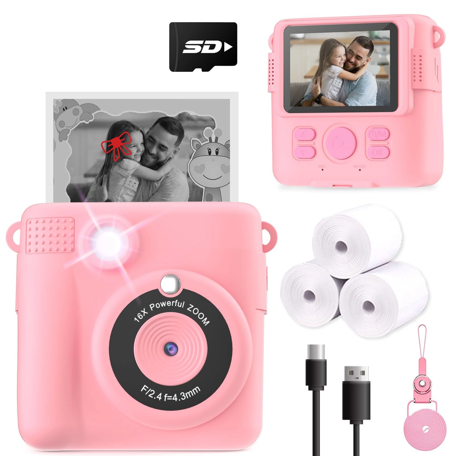 ESOXOFFORE Instant Print Camera - 1080P 2.4 inch