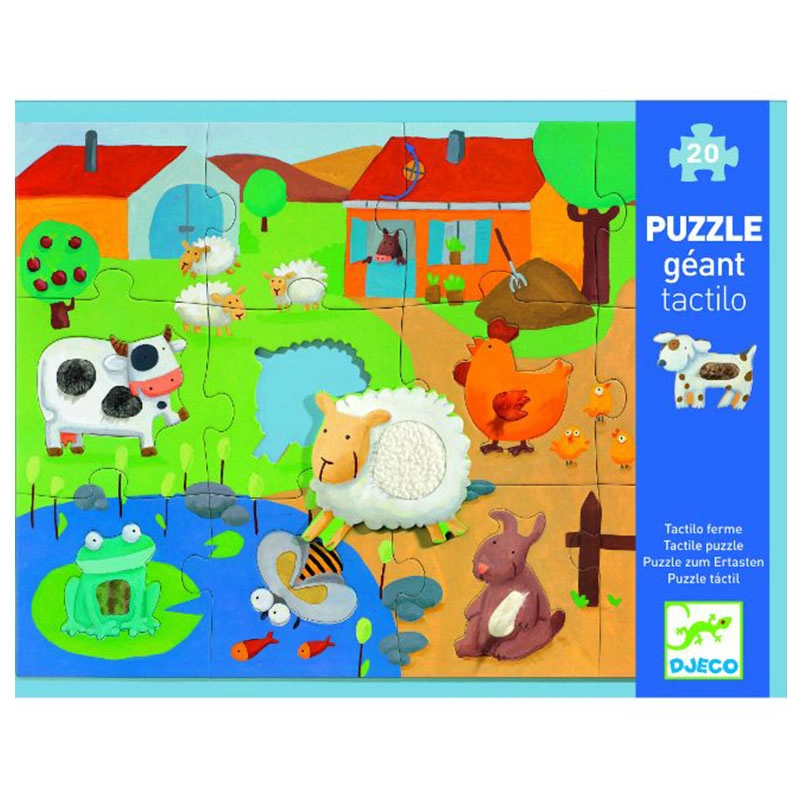 DJECO Farm Tactile Puzzle - Suitable for 3 years & above 20 pieces