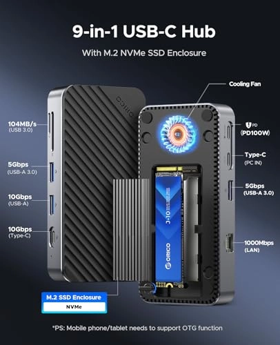 MiniLink - Mac mini M4 Aluminium USB C Hub SSD Housing for M.2 NVMe/SATA