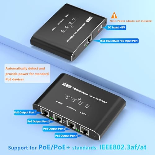 PoE Splitter - 5-58V 30 Watts 5 802.3at/af 1 Gigabits Per Second