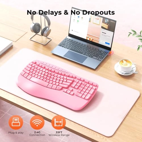 Wireless Ergonomic Keyboard - Mac/Windows USB-A/USB-C
