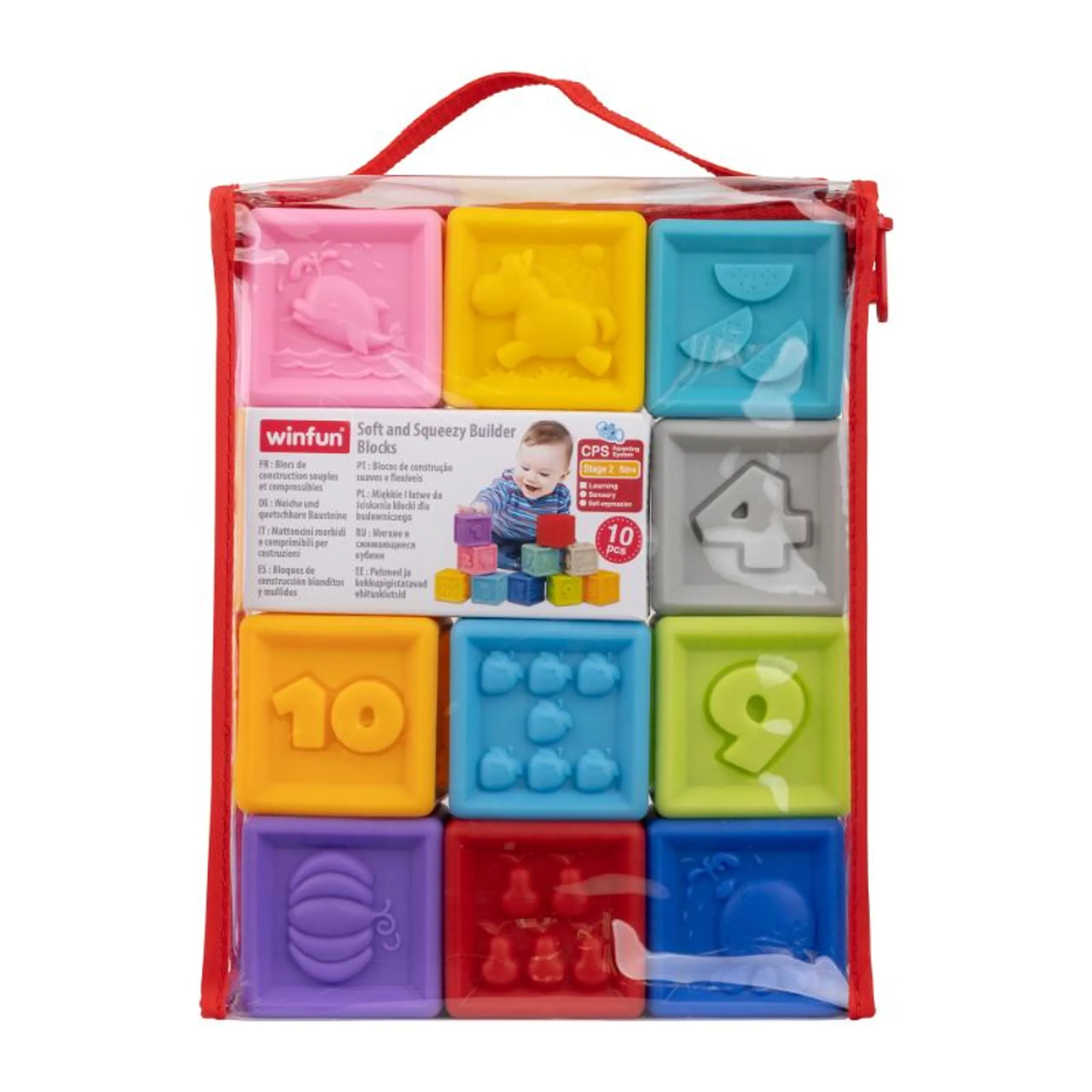 WinFun Soft And Squeezy Builder Blocks - 10 pcs