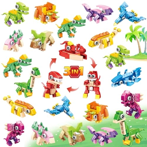 3-in-1 Dinosaur Building Blocks - 36pcs