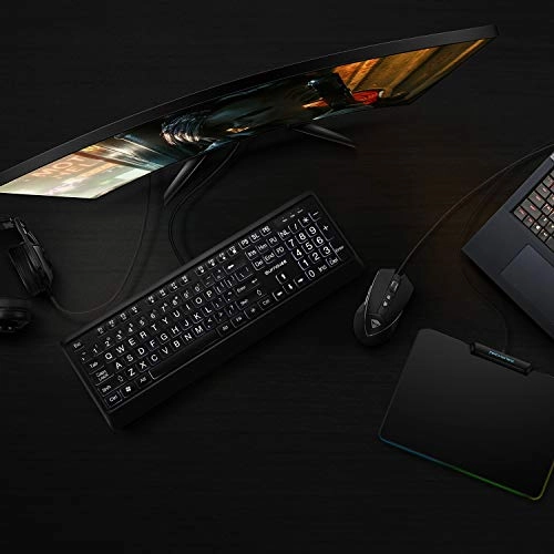 Large Font Print USB LED Backlit Keyboard - QWERTY Wired
