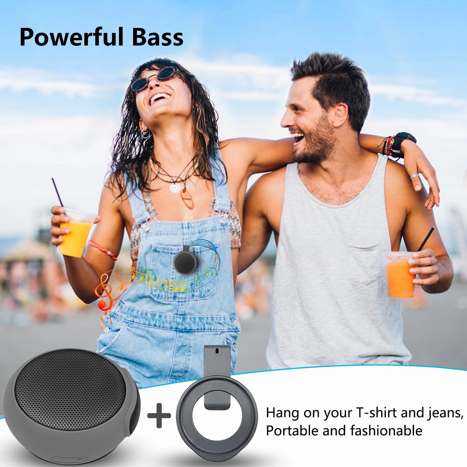 Wearable Bluetooth Speaker - TWS Dual Pairing Clip on