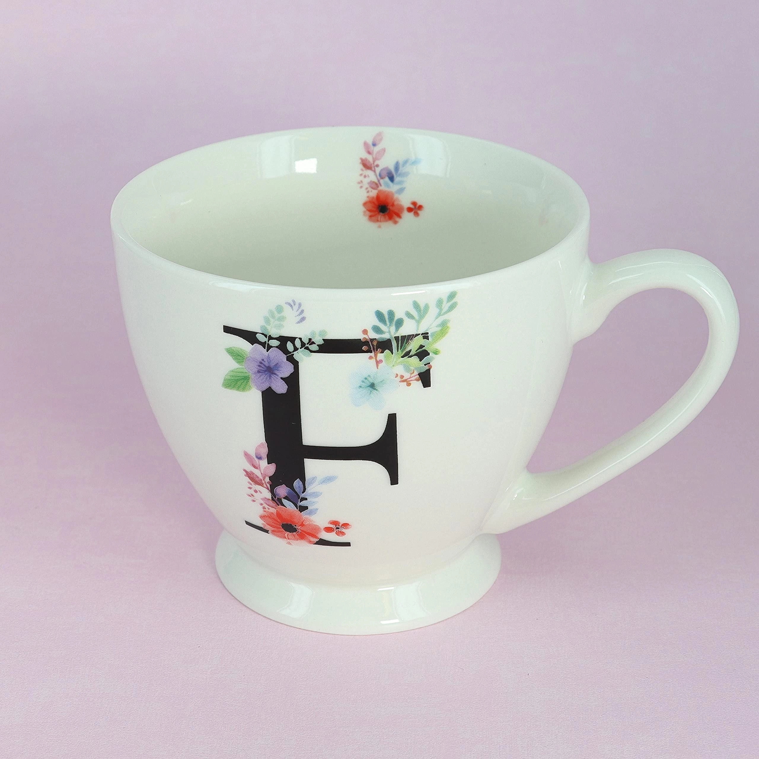 Blossom Monogram Ceramic Mug - 1 pcs - Alphabet - 450 ml