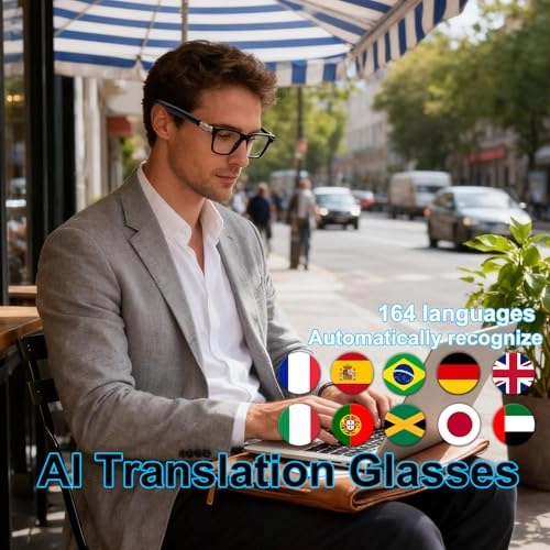 Ai Translator Smart Glasses - 164+ Language Translation AI Chat Deepseek R1 & Gemini-2.5