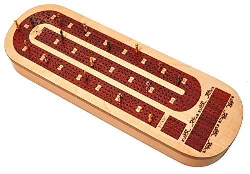 Continuous 4 Track Cribbage Board - Blood Wood Maple Wood
