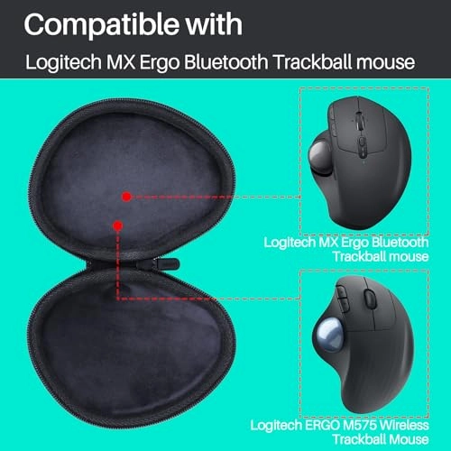 Hard Case Compatible with Ergo M575 / Ergo M575S / MX Ergo / MX Ergo S Trackball Mouse - Black Waterproof