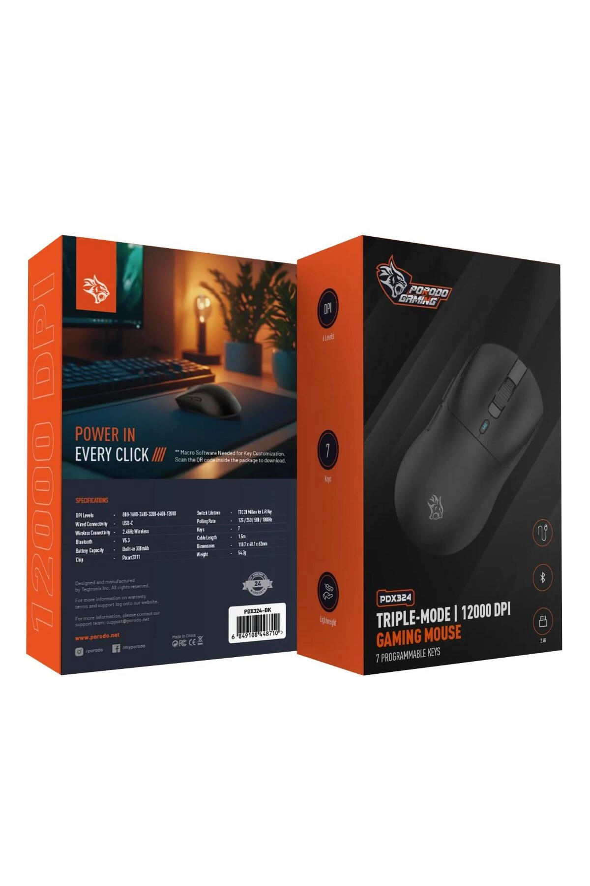 Gaming Triple-Mode 12000 DPI Gaming Mouse - Bluetooth