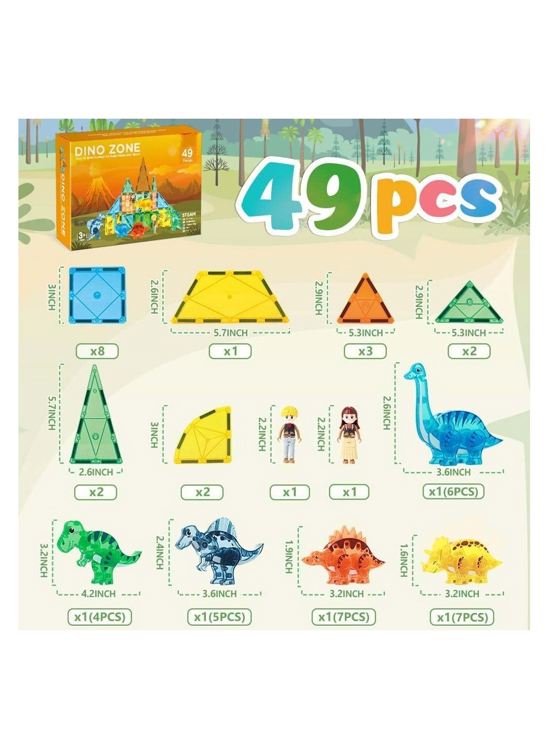 Magnetic Tiles Animal Zone - 3+ 49 pieces