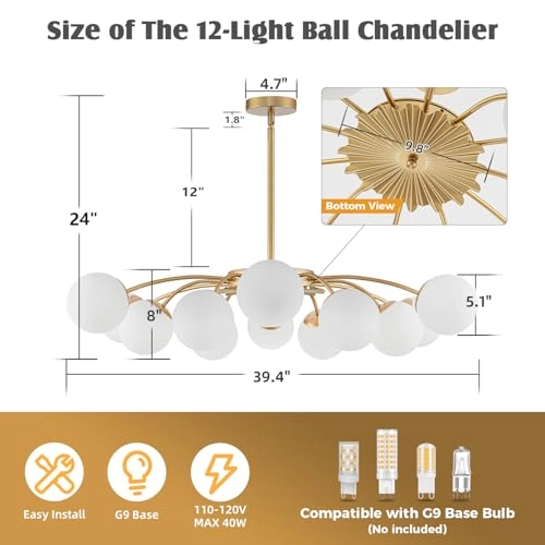 Sputnik Bubble Chandelier - 3000K/4000K/6000K Dimmable