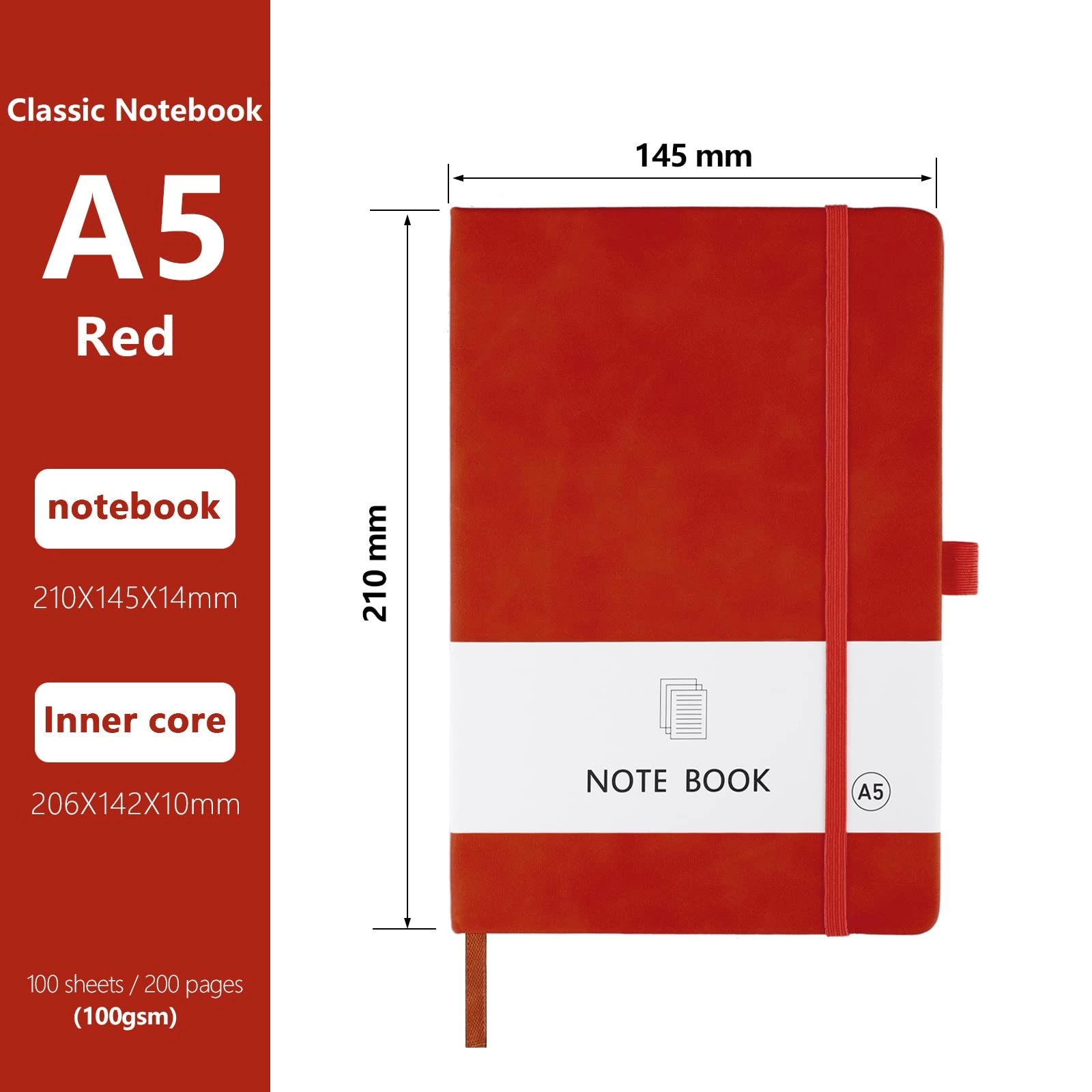 A5 Notebook A5 Hardcover - Lined 100 Sheets