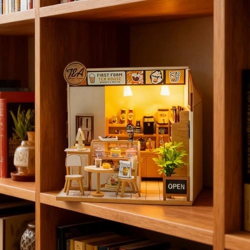 3D Wooden Puzzle Bookshelf Insert - Library of Books 1:24