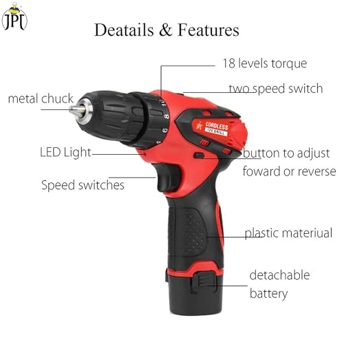 Professional 12V Powerful Cordless Drill - 1.5 Watt-hours