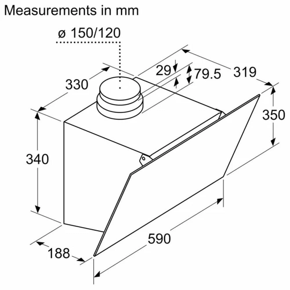 Series 2 Built In Hood - 360 cubic metre per hour 590 millimeter