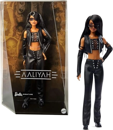 Aaliyah Collectable Doll - Plastic Black Faux Leather Outfit Ages 72+