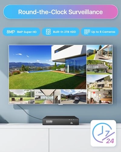 8 Channel 5MP 3K PoE Home Security Camera System