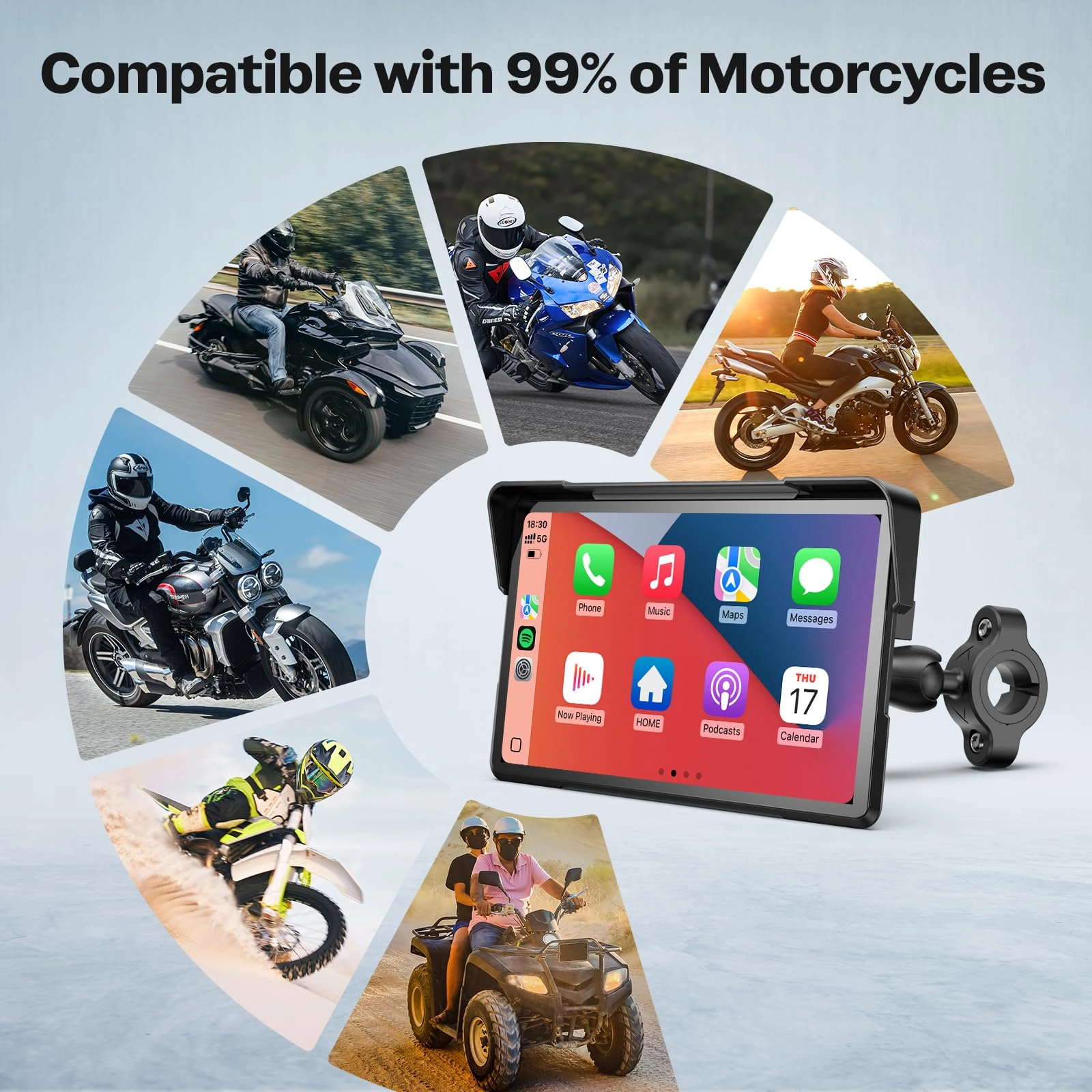 Motorcycle Carplay GPS Navigation System - 7 inch