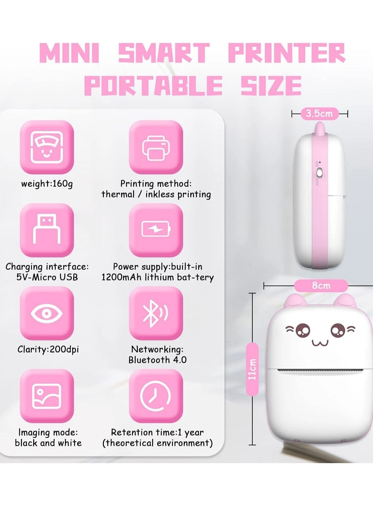 Label Maker Mini Photo Printer - thermal 200 DPI