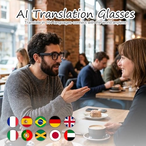 Ai Translator Smart Glasses - 164+ Language Translation AI Chat Deepseek R1 & Gemini-2.5